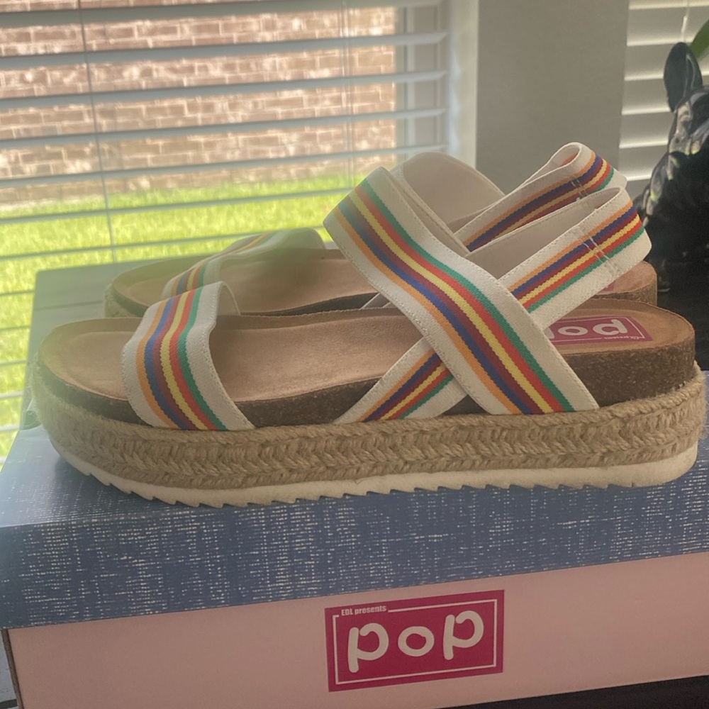 Womens POP multicolored sandals - size 8 - Picture 2 of 6